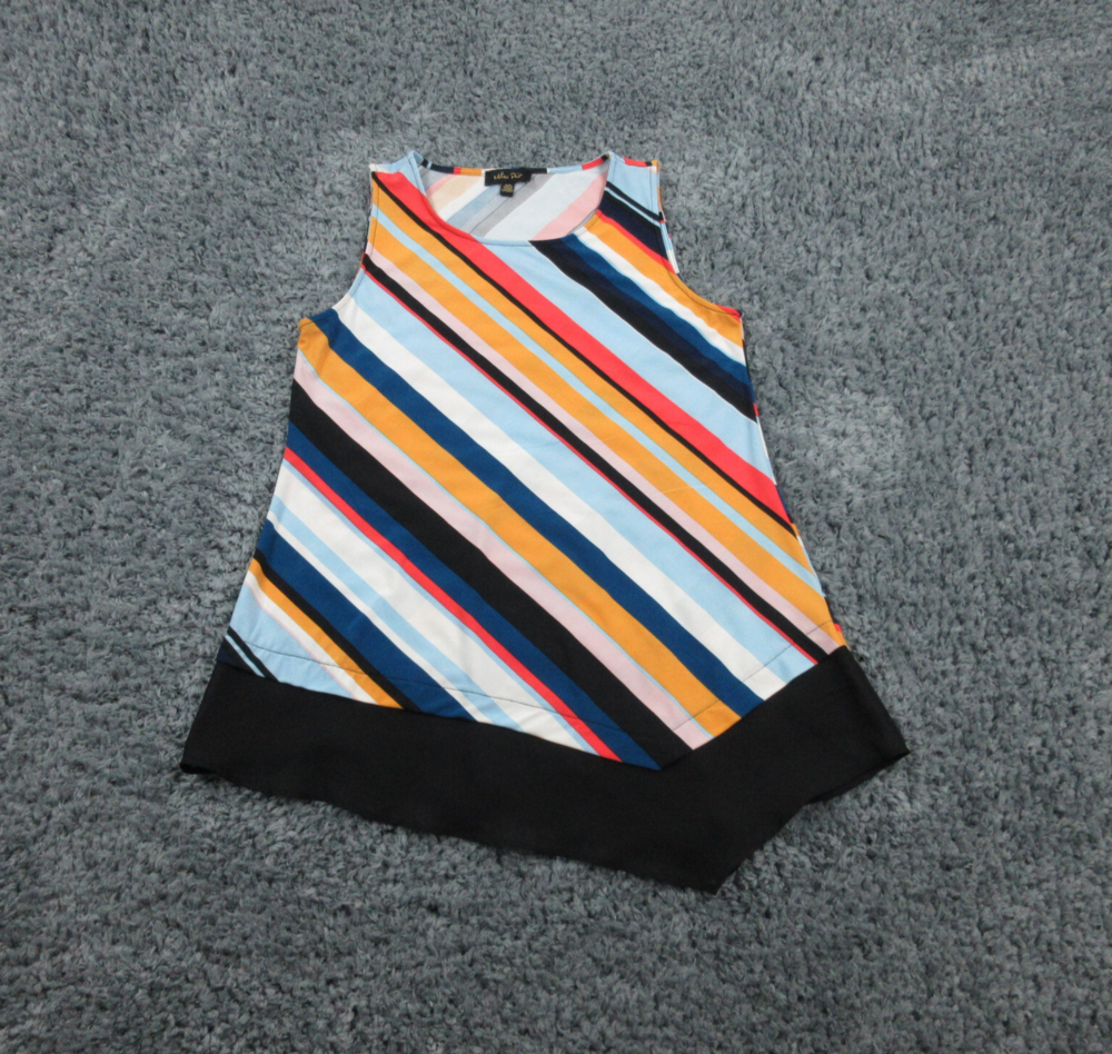 Melissa Paige Shirt Womens Medium Black Orange Striped Basic Tank